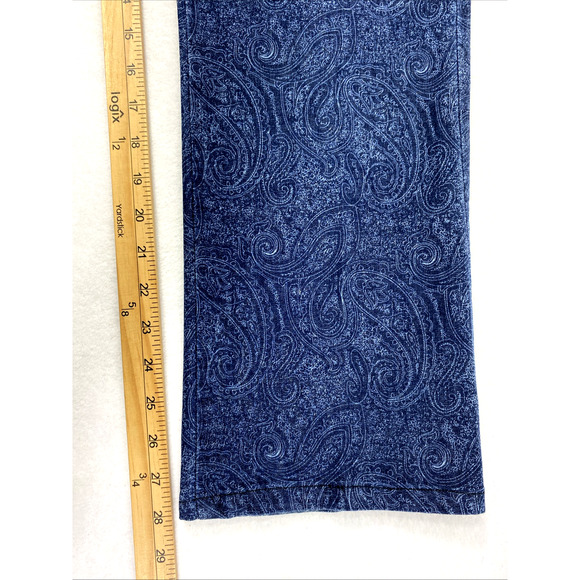 Lee Classic Fit Jeans Womens Size 14‎ Dark Wash Paisley Print Straight Stretch - Picture 10 of 12
